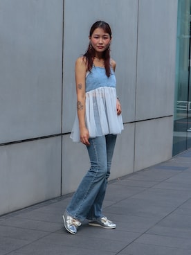 「EVOL(EVOL)」｜「アイテム（パンプス）」を使った、MINZさん（レディース・158cm）の秋コーディネート