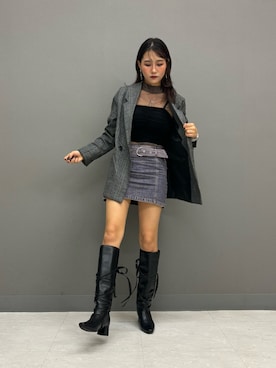 「EVOL(EVOL)」｜「アイテム（ブーツ）」を使った、MINZさん（レディース・158cm）の秋コーディネート