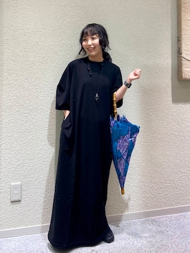 「かぐれ（カグレ）の『2サイズ展開』コクーンスリーブストレートワンピース（ワンピース）」を使った、たなか☀︎さん（レディース・145cm）の夏コーディネート