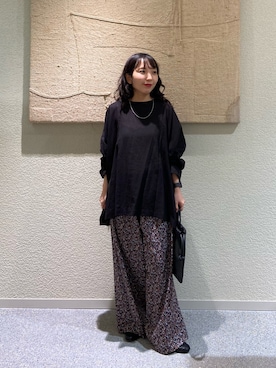 「かぐれ（カグレ）のMORMYRUS　巾着バッグ（その他雑貨、ブラック系）」を使った、たなか☀︎さん（レディース・145cm）の夏コーディネート