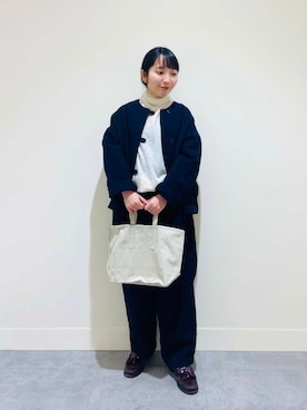 「アイテム（ノーカラージャケット）」を使った、たなか☀︎さん（レディース・145cm）の秋コーディネート