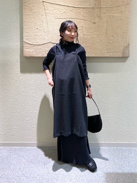 「かぐれ（カグレ）のウールロングキャミソール（ワンピース、グレー系）」を使った、たなか☀︎さん（レディース・145cm）の秋コーディネート