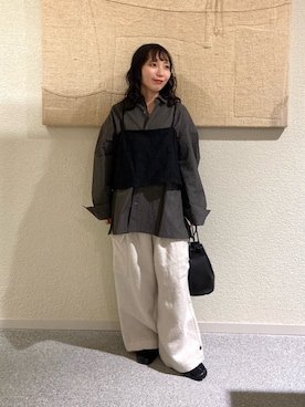 「かぐれ（カグレ）のカッティング刺繍キャミソール（キャミソール、ブラック系）」を使った、たなか☀︎さん（レディース・145cm）の秋コーディネート