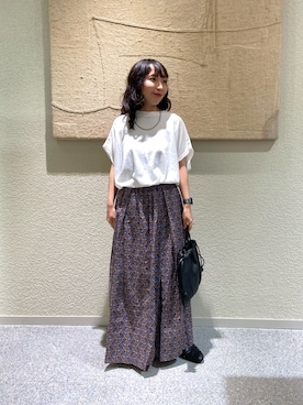 「かぐれ（カグレ）のフレンチスリーブカットソー（Tシャツ/カットソー、ホワイト系）」を使った、たなか☀︎さん（レディース・145cm）の夏コーディネート