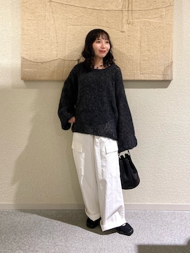 「かぐれ（カグレ）のユーティリティーイージーパンツ（その他パンツ、ホワイト系）」を使った、たなか☀︎さん（レディース・145cm）の秋コーディネート