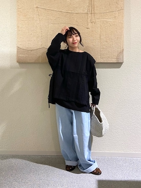 「かぐれ（カグレ）のordinary fits　BELL PANTS（デニムパンツ、ブルー系）」を使った、たなか☀︎さん（レディース・145cm）の夏コーディネート