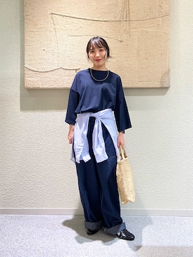 「かぐれ（カグレ）のワイドTシャツ（Tシャツ/カットソー、ブルー系）」を使った、たなか☀︎さん（レディース・145cm）の夏コーディネート