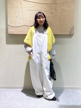 「かぐれ（カグレ）のウールコットンワイドプルオーバー（シャツ/ブラウス、グレー系）」を使った、たなか☀︎さん（レディース・145cm）の秋コーディネート