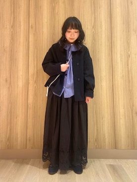 「アイテム（ノーカラージャケット）」を使った、たなか☀︎さん（レディース・145cm）の冬コーディネート
