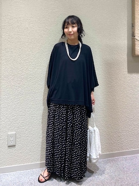 「かぐれ（カグレ）のコットンレース巾着バッグ（ショルダーバッグ）」を使った、たなか☀︎さん（レディース・145cm）の夏コーディネート