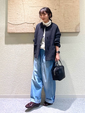 「アイテム（ノーカラージャケット）」を使った、たなか☀︎さん（レディース・145cm）の秋コーディネート