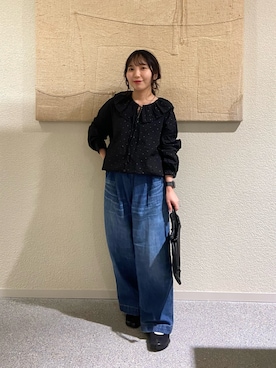 「かぐれ（カグレ）のアイテム（デニムパンツ）」を使った、たなか☀︎さん（レディース・145cm）の秋コーディネート