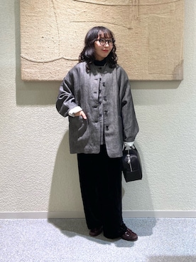 「アイテム（ノーカラージャケット）」を使った、たなか☀︎さん（レディース・145cm）の秋コーディネート