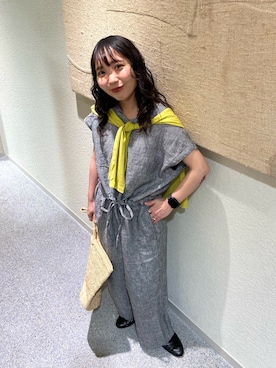 「かぐれ（カグレ）のドライコットンルーズカットソー（Tシャツ/カットソー、イエロー系）」を使った、たなか☀︎さん（レディース・145cm）の春コーディネート