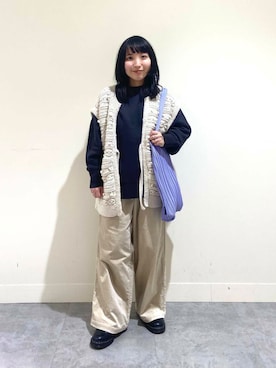 「アイテム（トートバッグ、パープル系）」を使った、たなか☀︎さん（レディース・145cm）の冬コーディネート