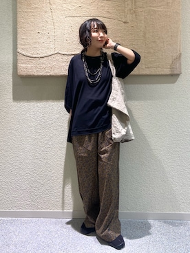 「かぐれ（カグレ）のコットンシアーワイドカットソー（Tシャツ/カットソー）」を使った、たなか☀︎さん（レディース・145cm）の夏コーディネート