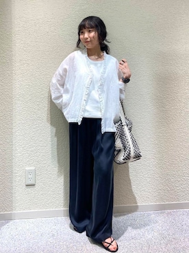 「かぐれ（カグレ）のキュプラ2タックイージーパンツ（その他パンツ）」を使った、たなか☀︎さん（レディース・145cm）の夏コーディネート