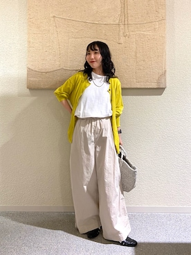 「かぐれ（カグレ）のコットンサイドタックワイドパンツ（その他パンツ）」を使った、たなか☀︎さん（レディース・145cm）の夏コーディネート