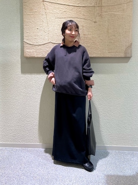 「かぐれ（カグレ）の『2サイズ展開』コットンリヨセルスウェットプルオーバー（スウェット、グレー系）」を使った、たなか☀︎さん（レディース・145cm）の秋コーディネート