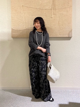 「かぐれ（カグレ）のコットンラウンドカットソー（Tシャツ/カットソー、グレー系）」を使った、たなか☀︎さん（レディース・145cm）の夏コーディネート
