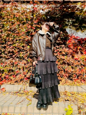 「アイテム（モカシン/デッキシューズ）」を使った、あかねさん（レディース・149cm）の秋コーディネート