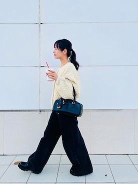 「アイテム（ボストンバッグ）」を使った、あかねさん（レディース・149cm）の秋コーディネート