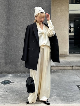 「アイテム（ニットキャップ/ビーニー）」を使った、AYUMIさん（レディース・159cm・20代）の冬コーディネート