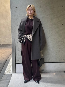 「アイテム（その他アウター、ブラウン系）」を使った、AYUMIさん（レディース・159cm）の秋コーディネート