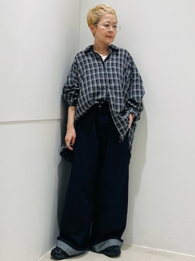 「SENSE OF PLACE by URBAN RESEARCH(センスオブプレイスバイアーバンリサーチ)のヴィンテージライクデニムワイドパンツ(デニムパンツ、ブルー系)」を使った、piさん(レディース・148cm)の夏コーディネート