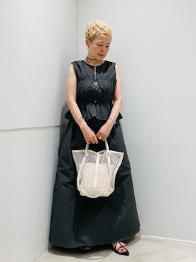 「SENSE OF PLACE by URBAN RESEARCH(センスオブプレイスバイアーバンリサーチ)のシャーリングギャザーセットワンピース(ワンピース、グレー系)」を使った、piさん(レディース・148cm)の夏コーディネート