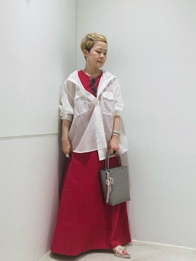「SENSE OF PLACE by URBAN RESEARCH(センスオブプレイスバイアーバンリサーチ)のナローポインテッドサンダル(Sandals、シルバー系)」を使った、piさん(レディース・148cm)の夏コーディネート
