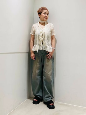 「ビスチェ」｜「アイテム（キャミソール、グレー系）」を使った、piさん（レディース・149cm）の夏コーディネート