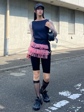 「アイテム（ハンチング/ベレー帽）」を使った、Hinariさん（レディース・161cm）の秋コーディネート