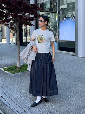 「BARELY BLUE（ベアリーブルー）のアイテム」を使った、Hinariさん（レディース・161cm）の春コーディネート