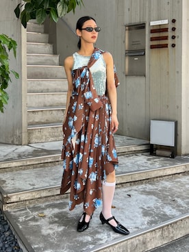 「BARELY BLUE（ベアリーブルー）のアイテム」を使った、Hinariさん（レディース・161cm）の春コーディネート