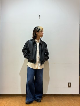 「アイテム（ライダースジャケット）」を使った、koyoさん（メンズ・168cm・10代）の秋コーディネート