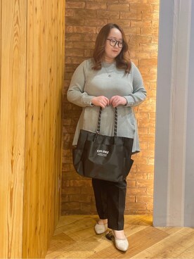 「アイテム（チュニック、グリーン系）」を使った、Risaさん（レディース・155cm）の冬コーディネート