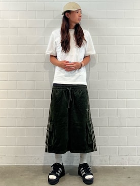 「adidas（アディダス）のガゼル ボールド サンダル / GAZELLE BOLD SANDALS / アディダスオリジナルス adidas Originals　厚底サンダル（サンダル、ブラック系）」を使った、KOさん（メンズ・174cm）の夏コーディネート