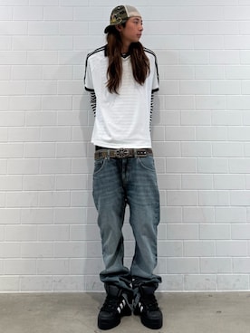 「adidas（アディダス）のテリー ポロシャツ（トップス、ホワイト系）」を使った、KOさん（メンズ・174cm）の夏コーディネート