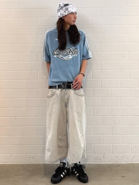「adidas（アディダス）のアディレニウム シーズン 5 オーバーサイズ デニム Tシャツ / アディダスオリジナルス adidas Originals（Tシャツ/カットソー、ブルー系）」を使った、KOさん（メンズ・174cm）の春コーディネート