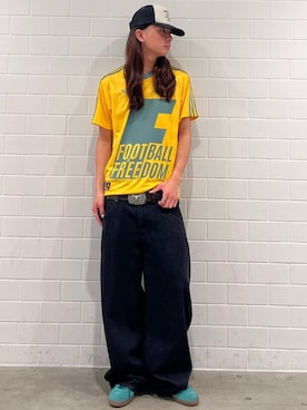 「adidas（アディダス）のオリジナルス ジャージ ボブ・マーリー（トップス、イエロー系）」を使った、KOさん（メンズ・174cm）の春コーディネート