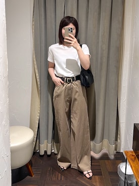 「アイテム（その他パンツ、ブラウン系）」を使った、アカネさん（レディース・155cm）の夏コーディネート