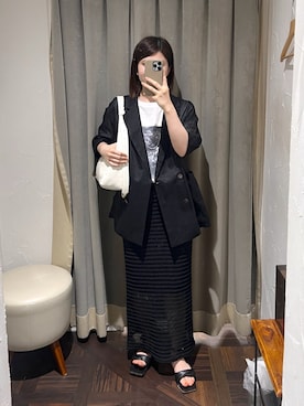 「アイテム（ボディバッグ/ウエストポーチ）」を使った、アカネさん（レディース・155cm）の夏コーディネート