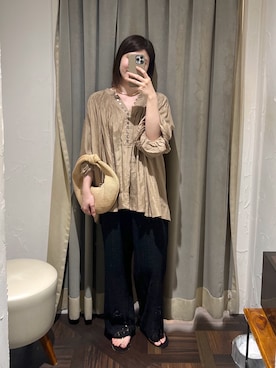 「大人カジュアルコーデ」｜「アイテム（アクセサリー）」を使った、アカネさん（レディース・155cm）の夏コーディネート