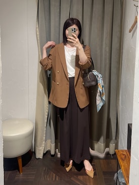 「キレイめコーデ」｜「アイテム（スラックス）」を使った、アカネさん（レディース・155cm）の夏コーディネート