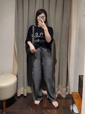 「RIVE DROITE（リヴドロワ）の【コーデのポイントに】レザーボディバッグ（ハンドバッグ）」を使った、アカネさん（レディース・155cm）の夏コーディネート