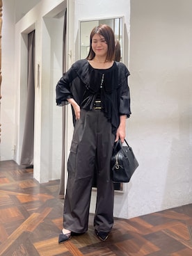 「アイテム（チョーカー）」を使った、アカネさん（レディース・155cm）の秋コーディネート