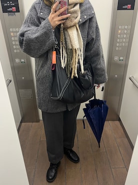 「アイテム（ステンカラーコート）」を使った、szkさん（レディース・175cm）の冬コーディネート