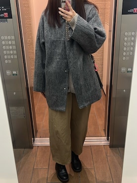 「アイテム（ステンカラーコート）」を使った、szkさん（レディース・175cm）の冬コーディネート