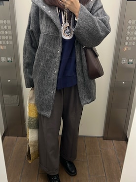 「アイテム（ステンカラーコート）」を使った、szkさん（レディース・175cm）の冬コーディネート